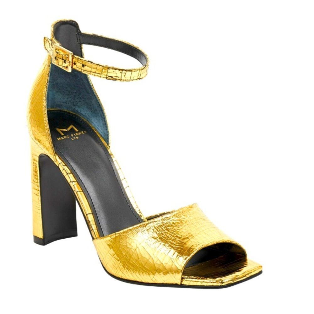 Marc Fisher Gold Metallic Crackle Heels